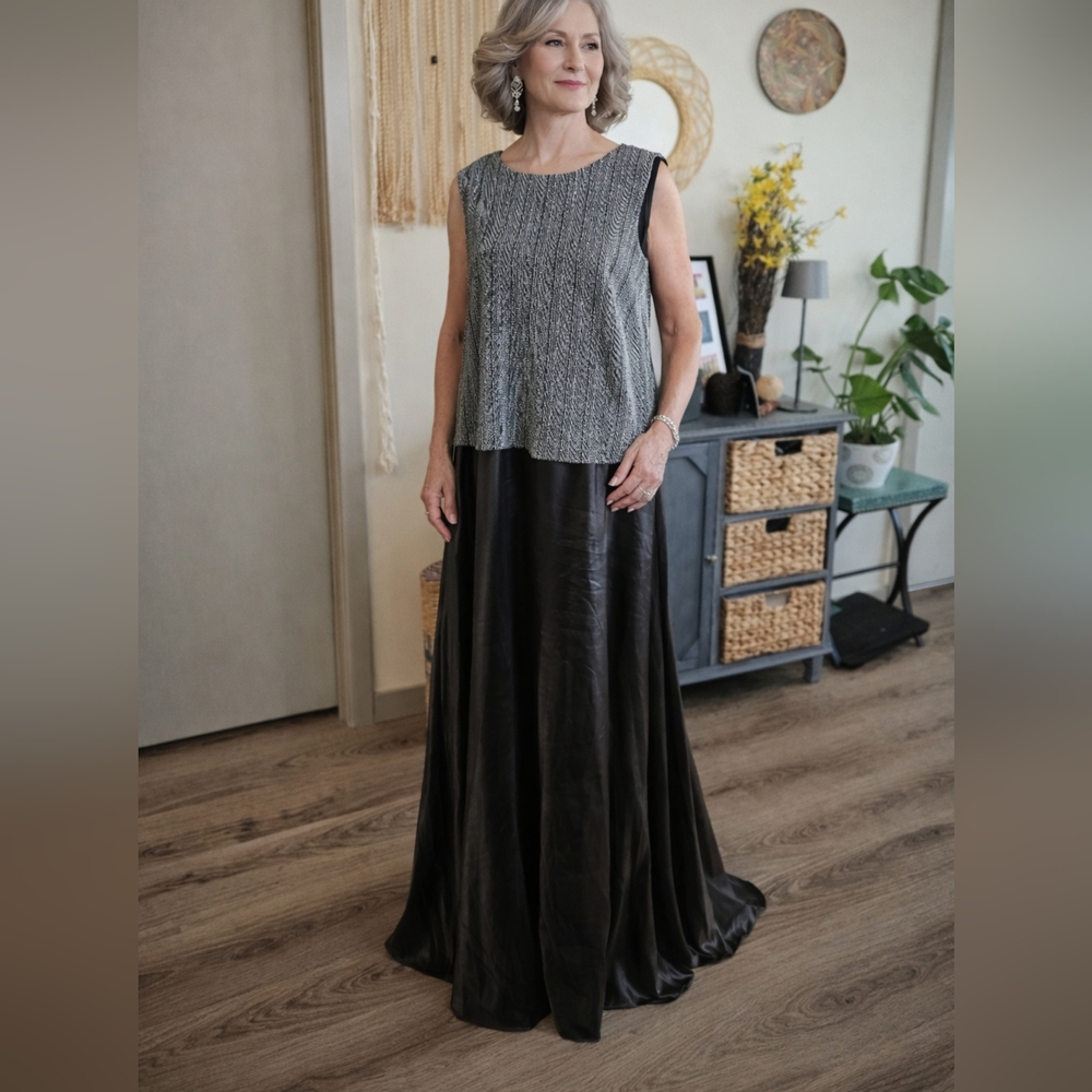 Alex Evenings Women's Plus Silver Shimmer Gown Dress Size 20W Formal Holiday